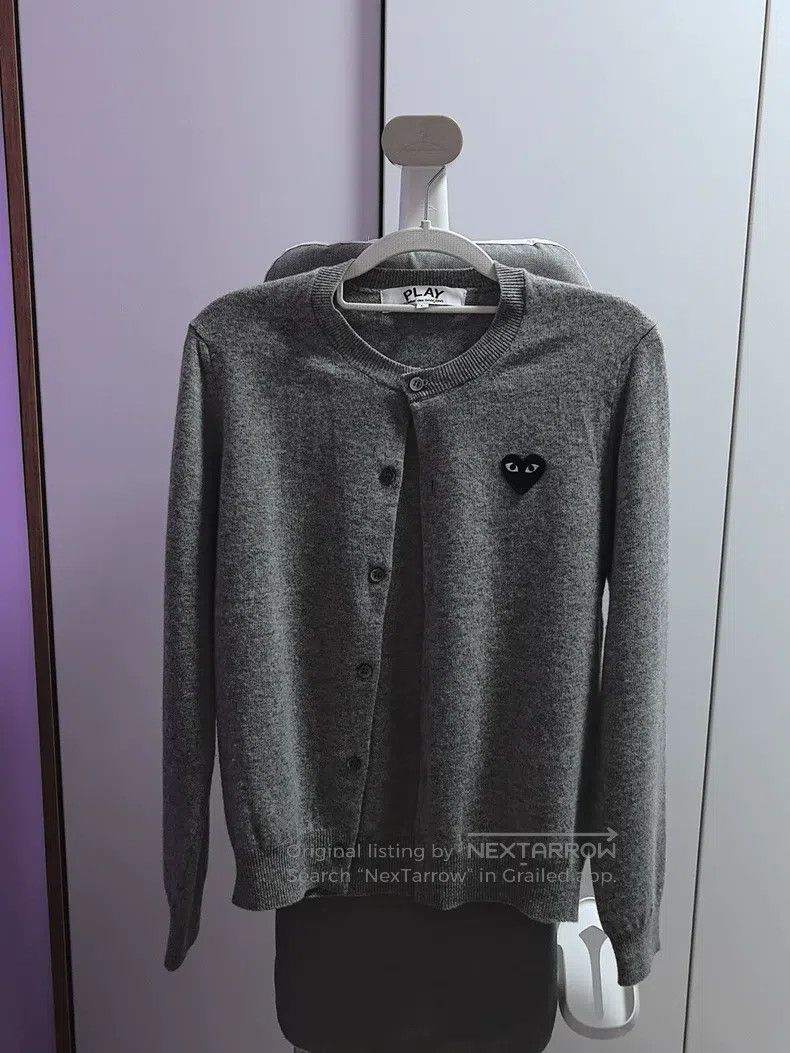 Comme Des Garcons Gray heart pattern cardigan size L