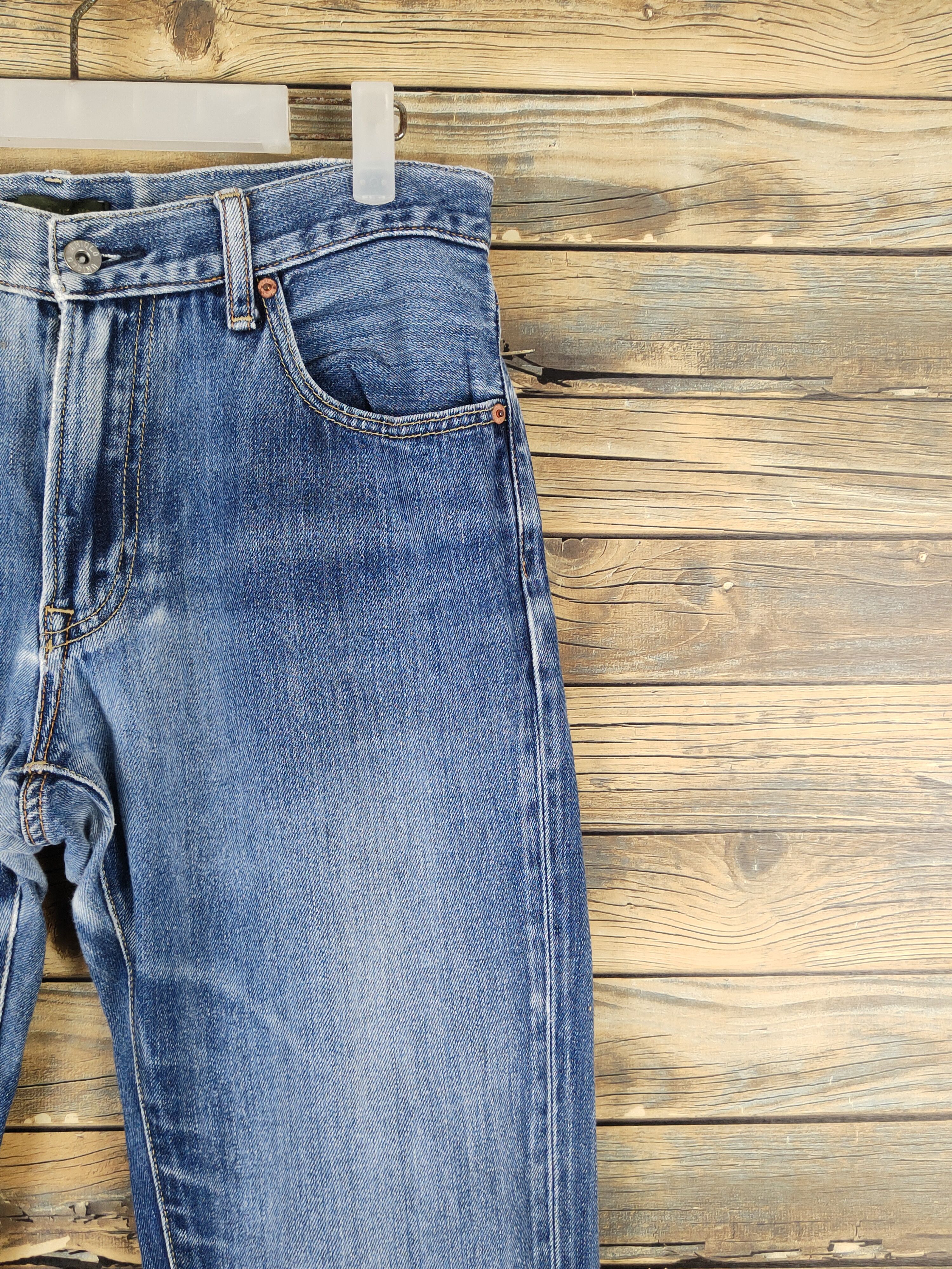 Japanese Brand Uniqlo japan Blue Distressed Ripped denim Jeans #W1403 Size US 31 - 5 Thumbnail