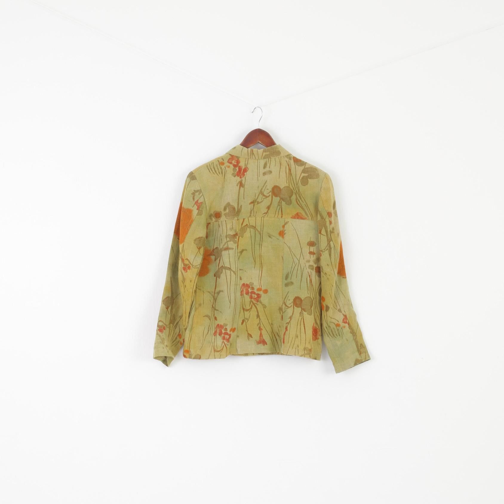 Vintage Rosa Rosam Women 42 M Jacket Green Linen 7713 Size M / US 6-8 / IT 42-44 - 6 Thumbnail