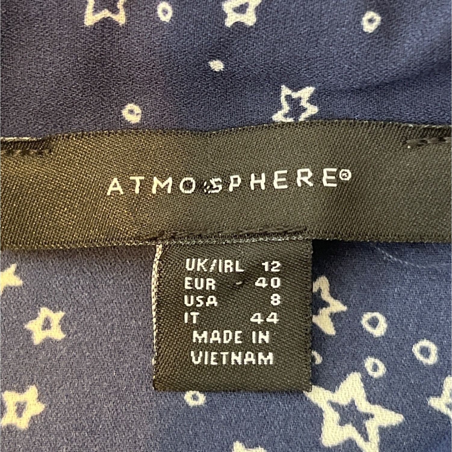 Vintage Atmosphere Womens Star Print Long Sleeve Blouse Navy Size 8 Size M / US 6-8 / IT 42-44 - 3 Thumbnail