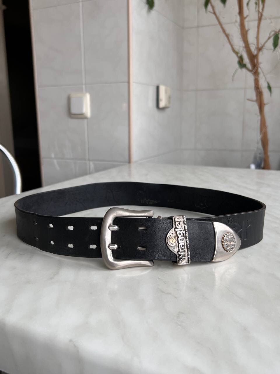 Wrangler Y2K Vintage Wrangler Leather Belt Steel 90s Diesel Style Size ONE SIZE - 1 Thumbnail