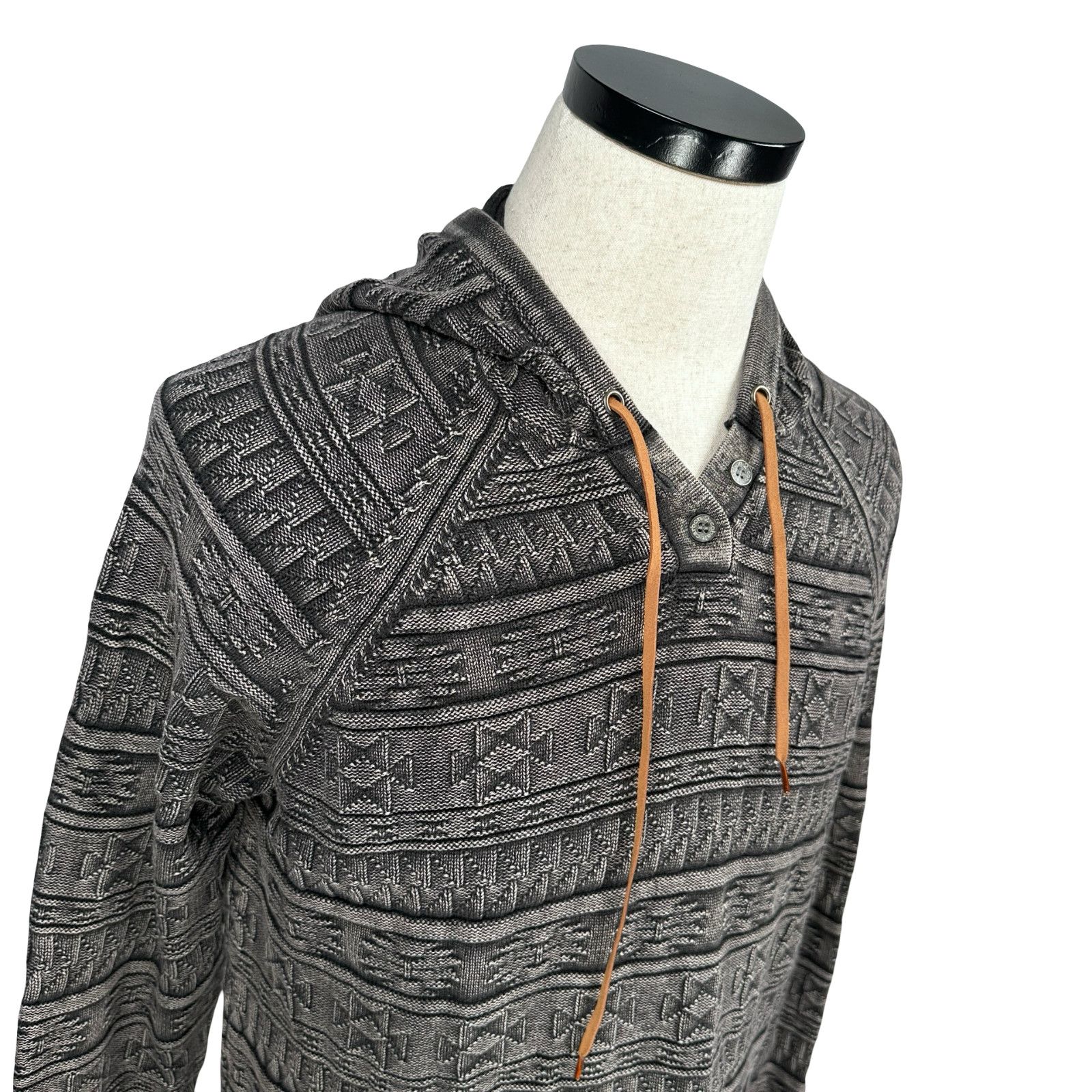 Carbon Carbon 2 Cobalt Hoodie Mens Medium Gray Tribal Aztec Henley Size US M / EU 48-50 / 2 - 2 Thumbnail