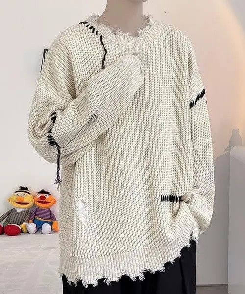VIBE Distressed Avant Garde Oversized Knitwear Sweater 90s Size US M / EU 48-50 / 2 - 7 Thumbnail