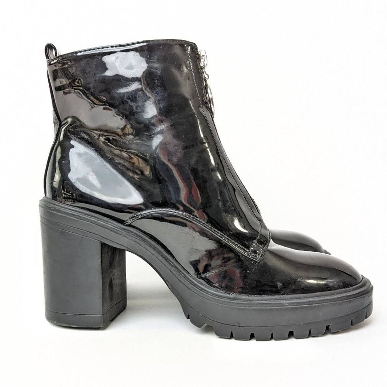 Forever 21 Goth High Heel Platform Chunky Vinyl Boots - 6 Size US 6 / IT 36 - 1 Thumbnail