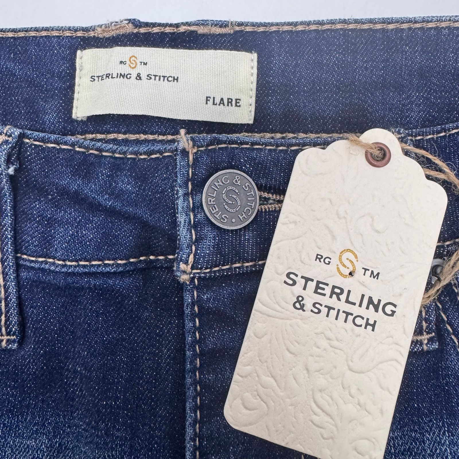 Stitch's Jeans Sterling & Stitch Flare Jeans Womens 31x32 Blue Cowgirl Boho Size 31" - 9 Thumbnail