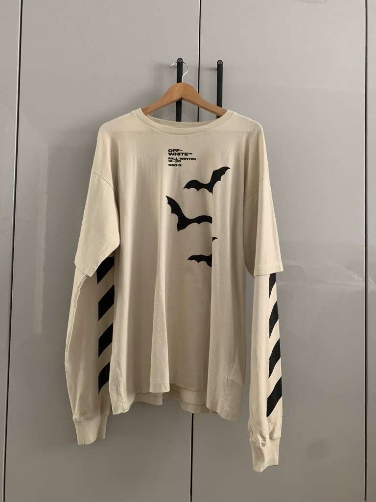 Off-White Long Sleeve Diagonal Bats Layered Tee