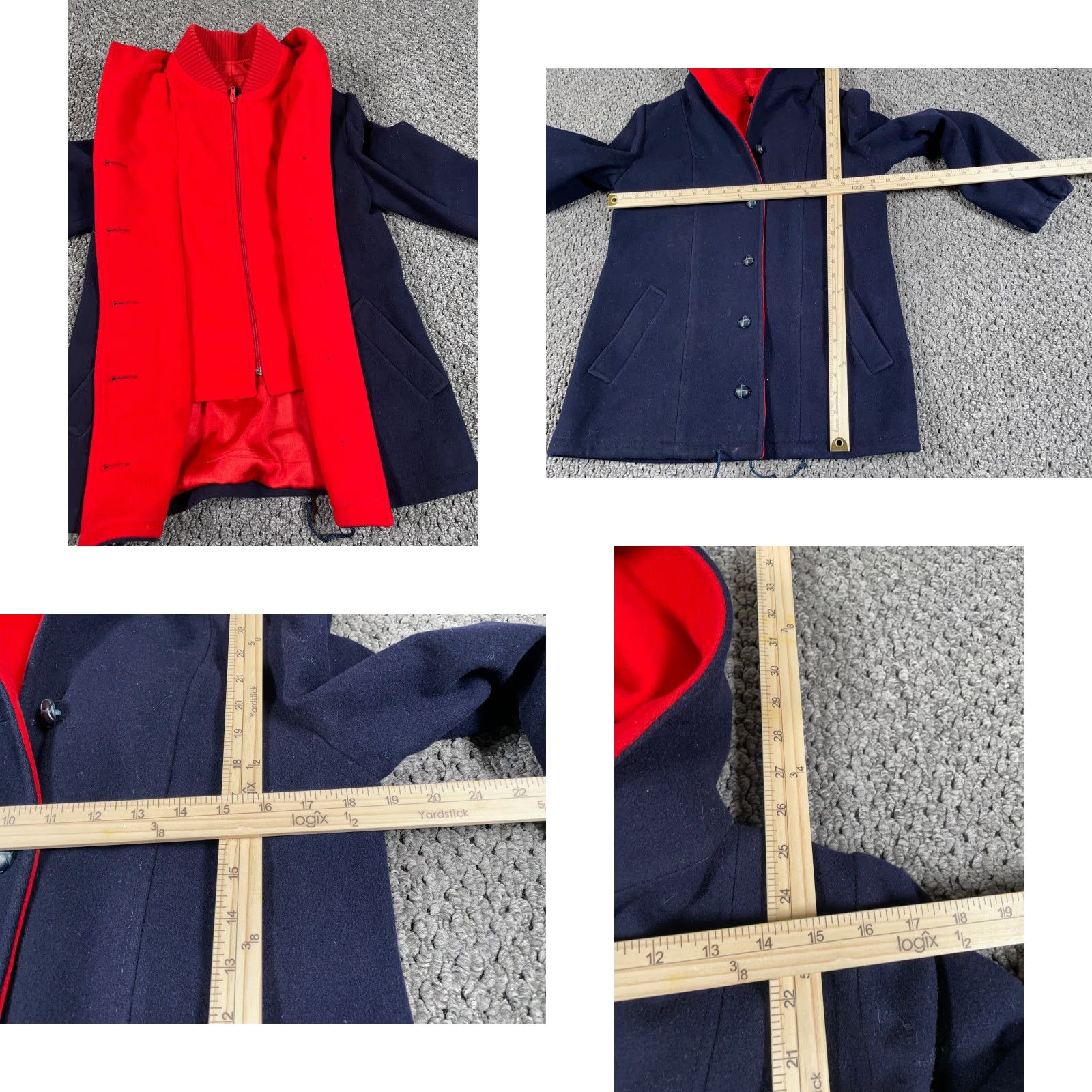 Mackintosh VINTAGE Mackintosh Wool Hooded Vestcoat Women's 8 Dark Blue Elegant Pea Coat Size M / US 6-8 / IT 42-44 - 8 Thumbnail