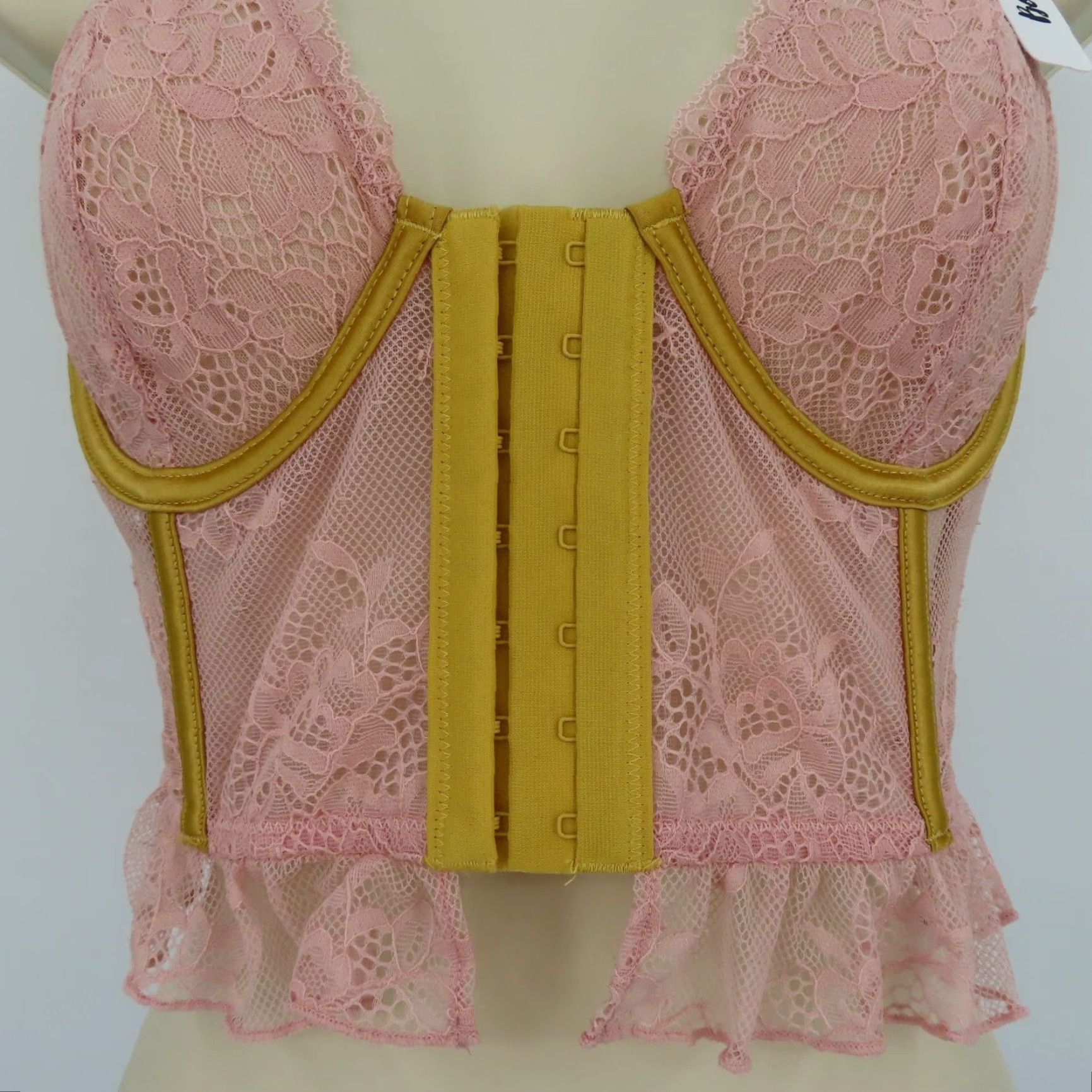 Pinko Bootay Bag Bra Longline Pink Flower Underwire M Women Sheer Lace Hook & Eye 5111121 NEW Size ONE SIZE - 3 Thumbnail