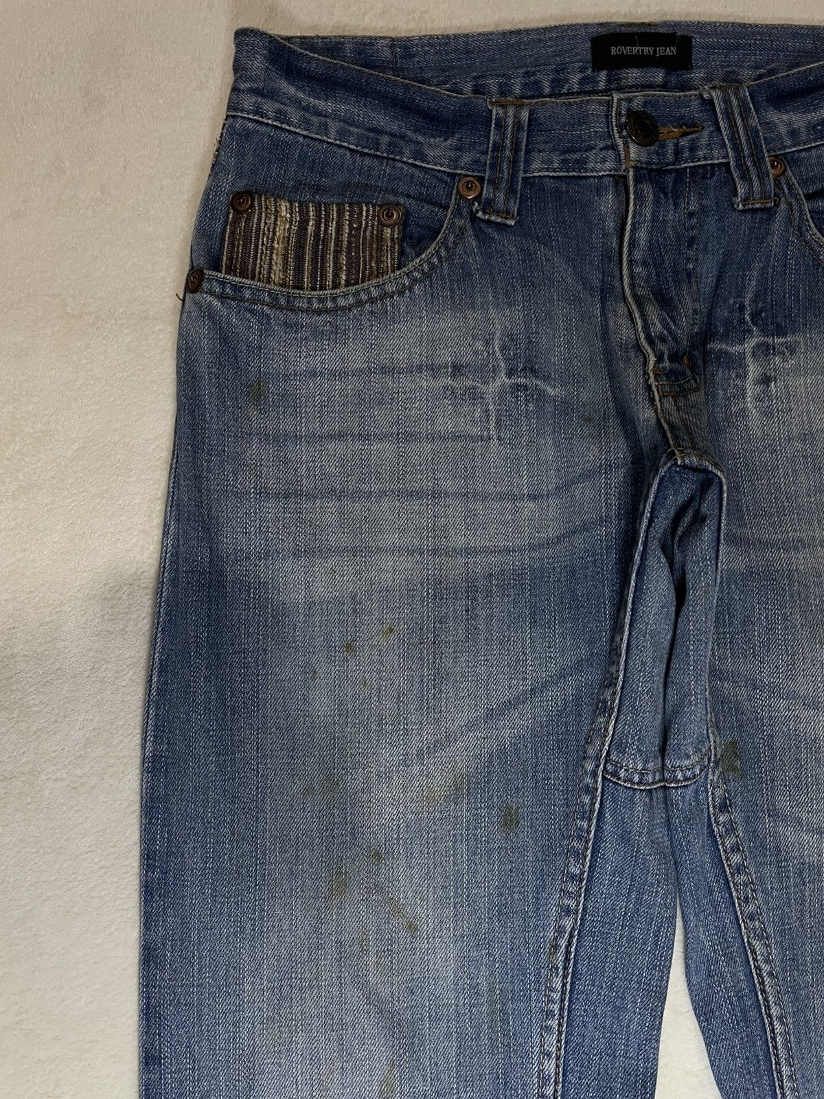 Japanese Brand Vintage Rovertry Mudwash Faded Distress Denim Jeans Size US 31 - 5 Thumbnail