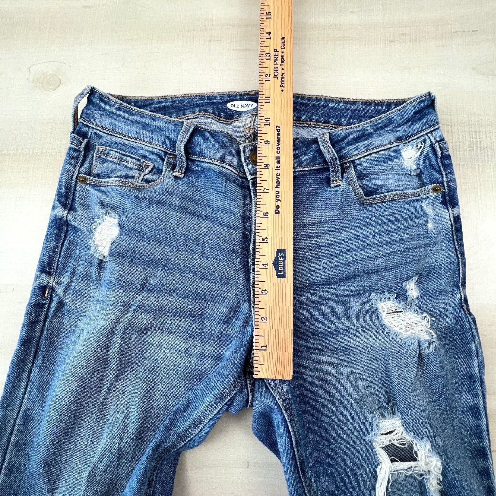 Old Navy Old Navy Jeans Womens 8 Blue Medium Wash Distressed Denim Skinny 5-Pocket Stretch Size 30" / US 8 / IT 44 - 6 Thumbnail