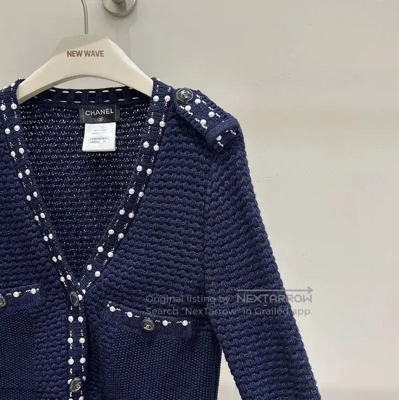 Chanel Chanel Navy Long Sleeve Cotton Sweater . Size XS / US 0-2 / IT 36-38 - 4 Thumbnail