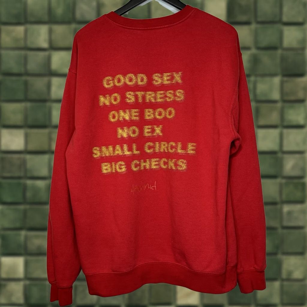 Vintage 4 Hunnid Crewneck Sweatshirt Men XL Red Vintage No Stress Good Sex Size US XL / EU 56 / 4 - 1 Thumbnail