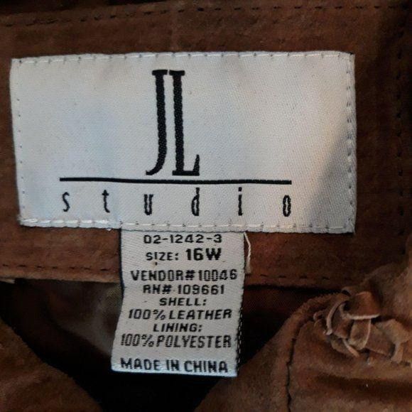 Vintage Vtg 80s JL Genuine Leather Jacket Sz 16W Brown Suede Braided Size XXL / US 16-18 / IT 52-54 - 2 Thumbnail