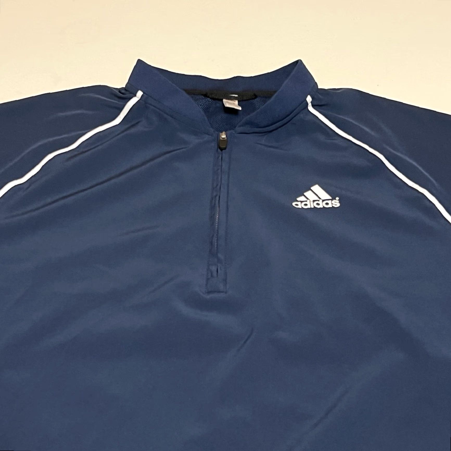 Adidas Adidas Batting Jacket Mens Large Blue 1/4 Zip Pullover Short Sleeve Windbreaker Baseball Activewear Casual Size US 33 - 2 Thumbnail