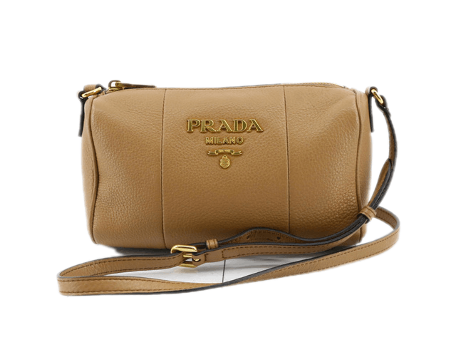Prada Barrel Brown Leather Mini Crossbody Bag