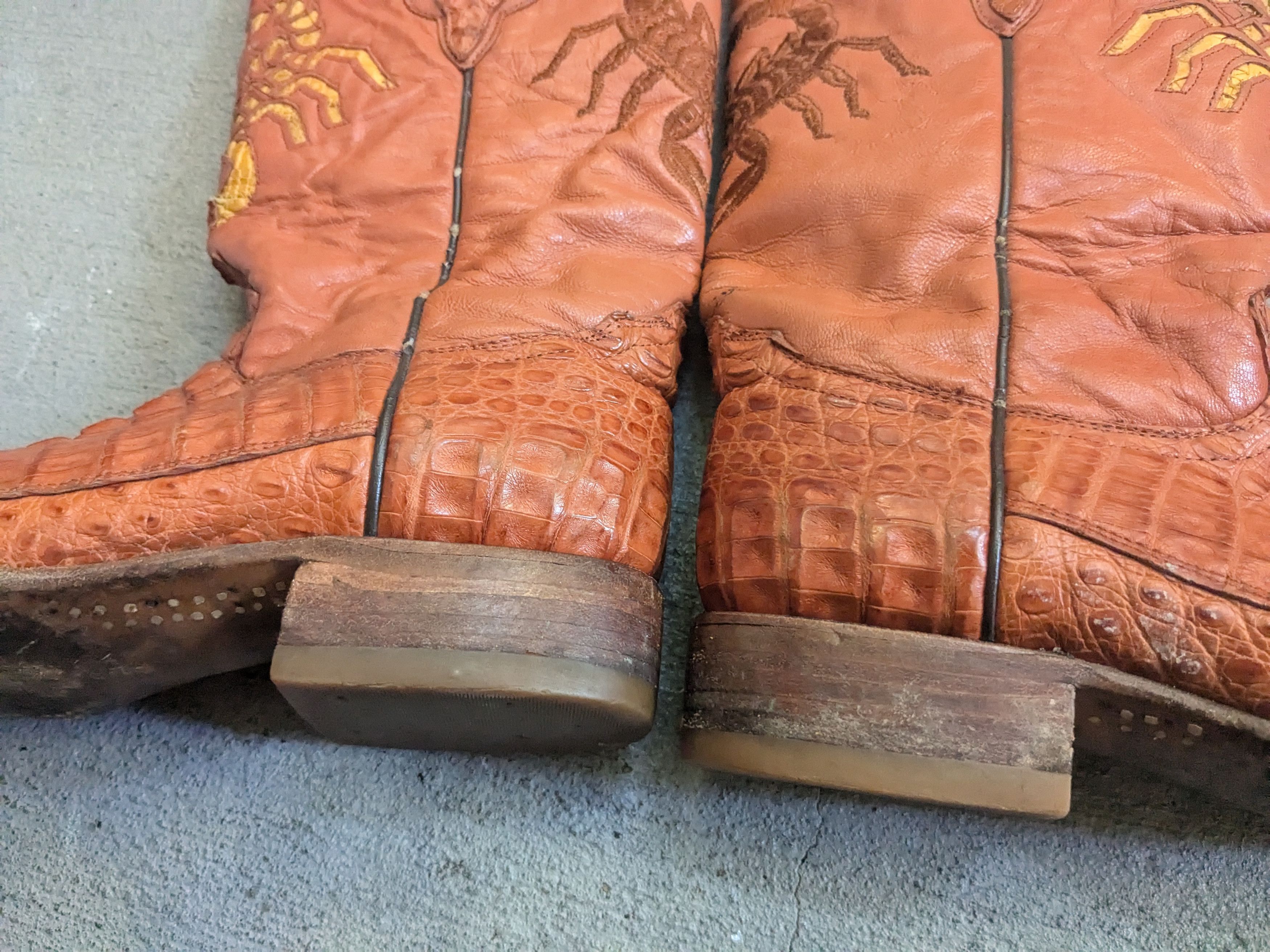 Genuine Leather Crocodile Cowboy Boots Brown 8.5 Vintage Leather Botas Size US 8.5 / EU 41-42 - 6 Thumbnail
