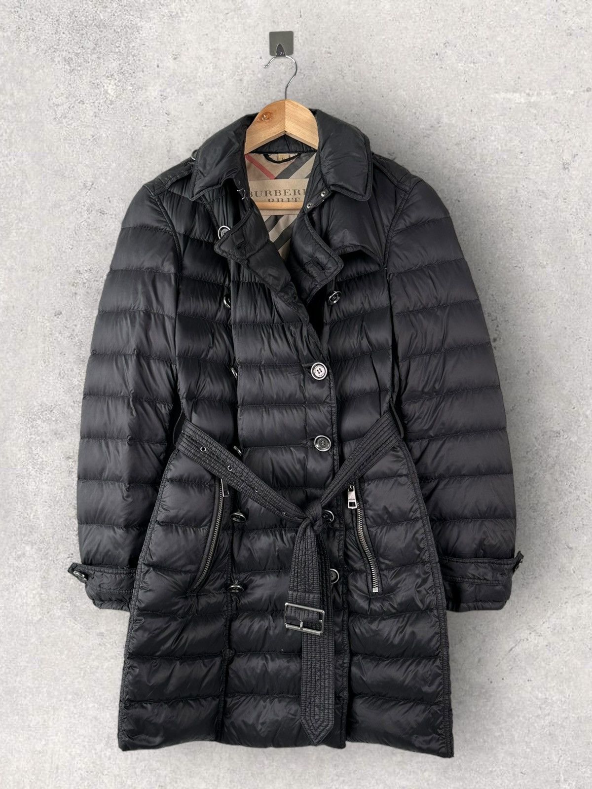 image of Burberry Brit Womens Puffer Coat Jacket Belt Streetwear in Black (Size Medium)
