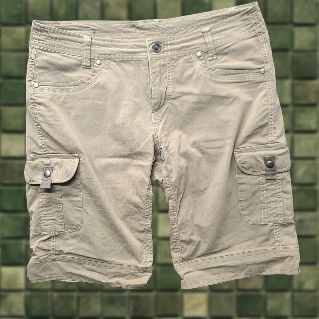 Vintage Kuhl Shorts Womens 10 Renegade Cargo Relaxed Fit Utility Outdoors Hiking Beige Cotton Nylon Spandex Blended Fabric Pockets Quick Dry Size 32" / US 10 / IT 46 - 1 Thumbnail