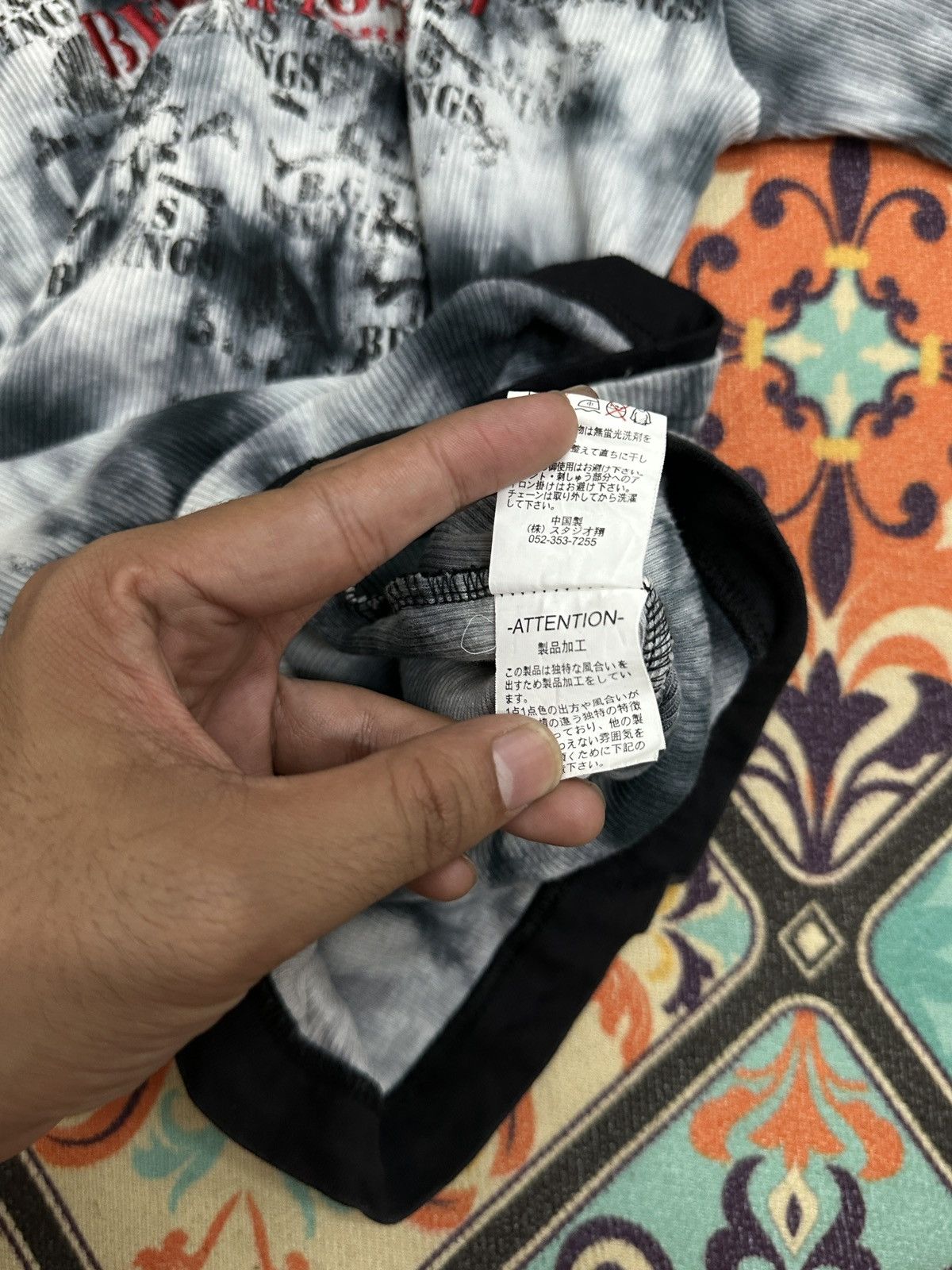 BERNINGS SHO Berning Sho Japan Poem Acid Wash L/S Shirt Size US M / EU 48-50 / 2 - 16 Thumbnail