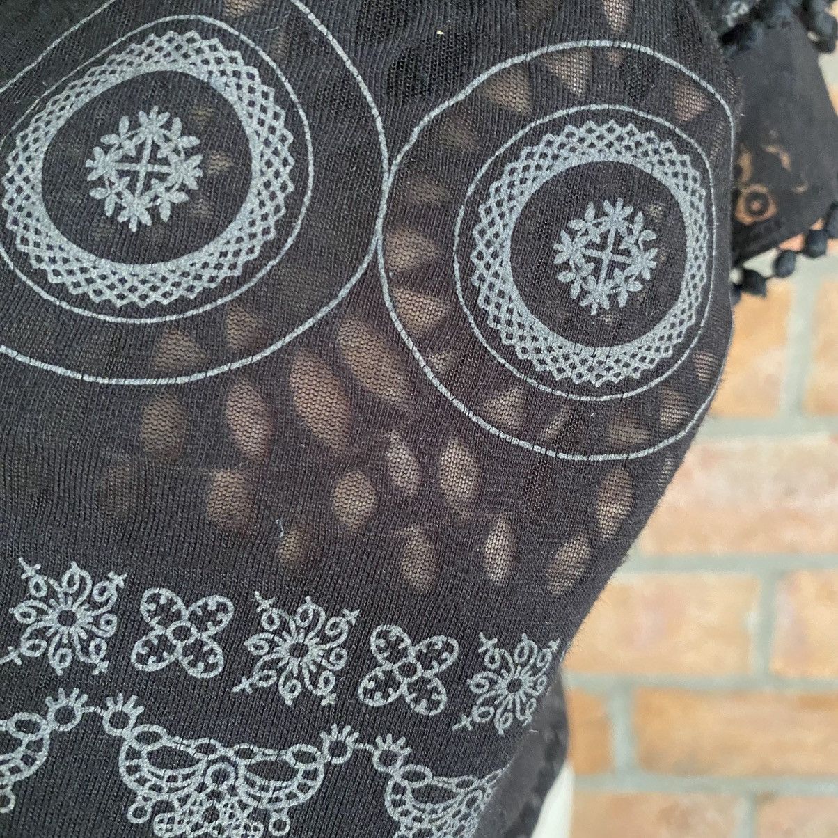 Frapbois Frapbois Black Round Neck Blouse with Geometric Print Size M / US 6-8 / IT 42-44 - 6 Thumbnail