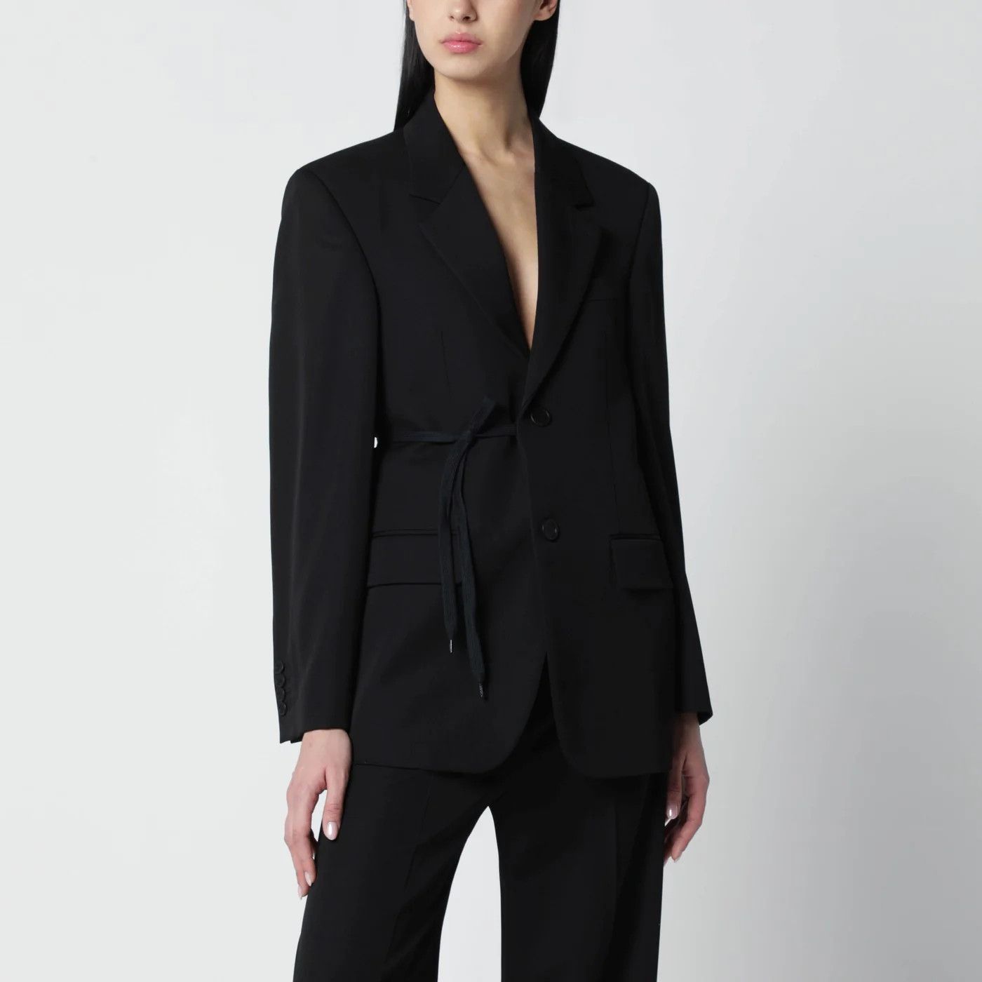 Balenciaga o1d2blof0426 Jacket With Side Tie in Black Size XS / US 0-2 / IT 36-38 - 1 Thumbnail