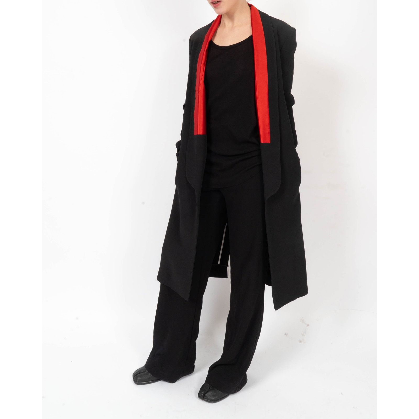 Haider Ackermann SS17 Overcoat in Black Wool with Red Contrast Collar Size XS / US 0-2 / IT 36-38 - 5 Thumbnail