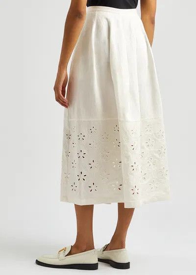 Chloe o1y0825 Midi Skirt in Ivory Size 27" / US 4 / IT 40 - 3 Thumbnail