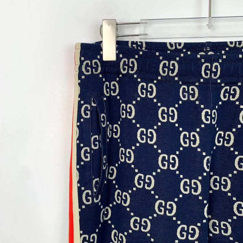 Gucci Gucci Size M Dark blue logo jiccard full-print side stripe Size US 30 / EU 46 - 3 Thumbnail
