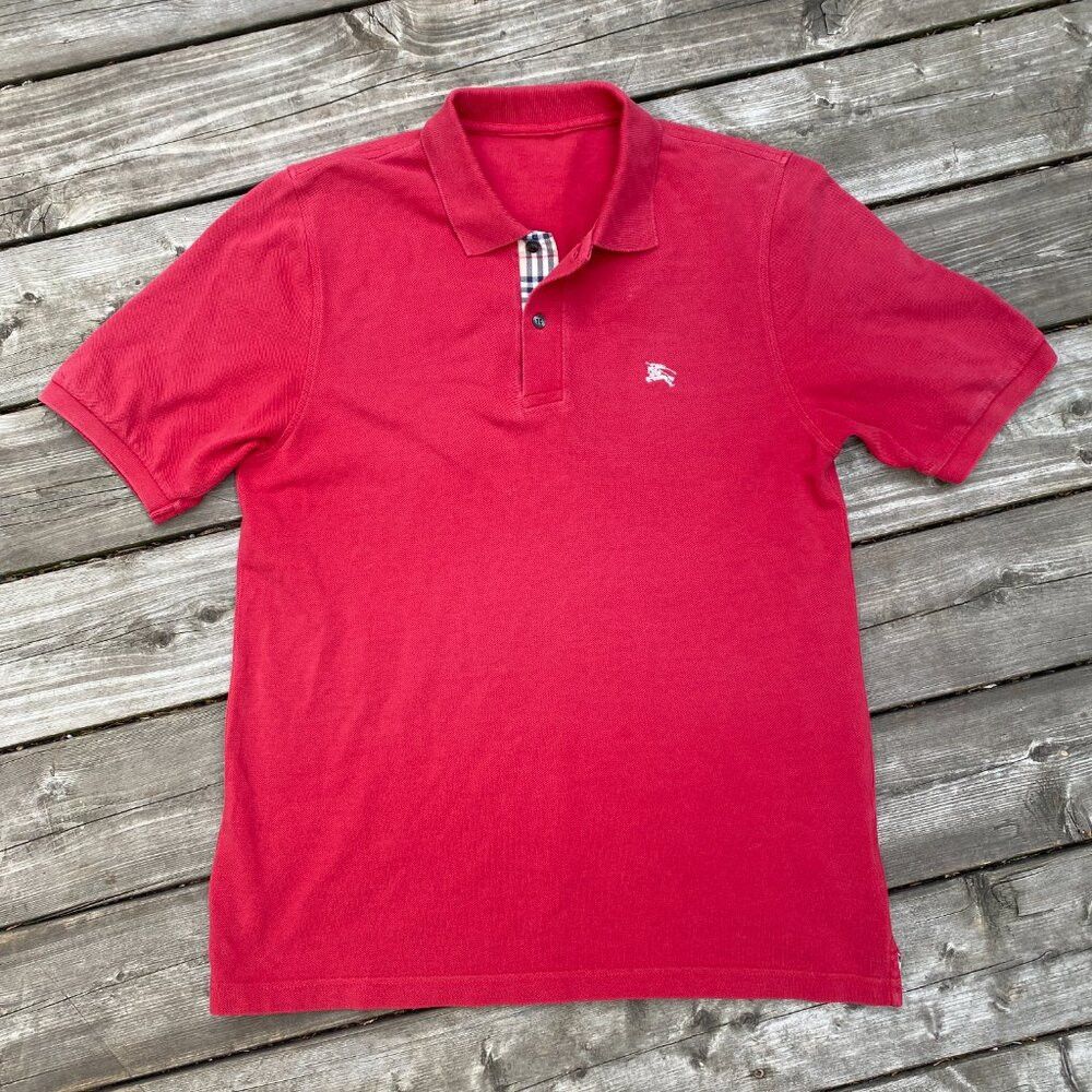 Burberry Vintage Burberry Brit Polo Button Up T Shirt XL Red Size US XL / EU 56 / 4 - 2 Thumbnail