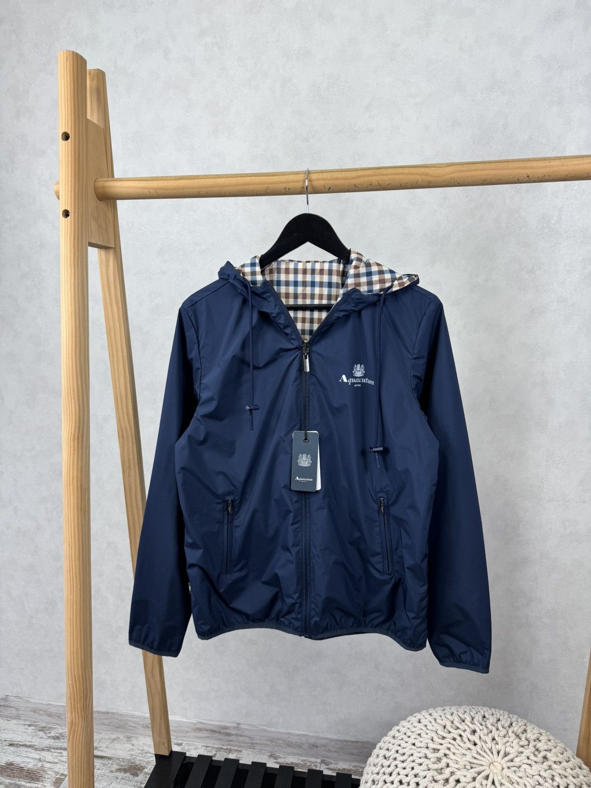Aquascutum Aquascutum Men`s Hooded Reversible Sailor Checked Jacket Size US S / EU 44-46 / 1 - 1 Thumbnail