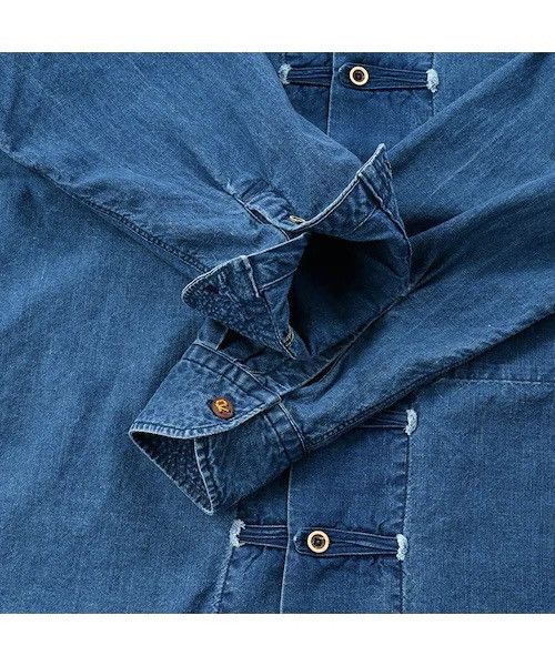 Japanese Brand 45rpm Indigo Dyed Unique Flap Japan Soft Denim Shirt Size US L / EU 52-54 / 3 - 14 Thumbnail
