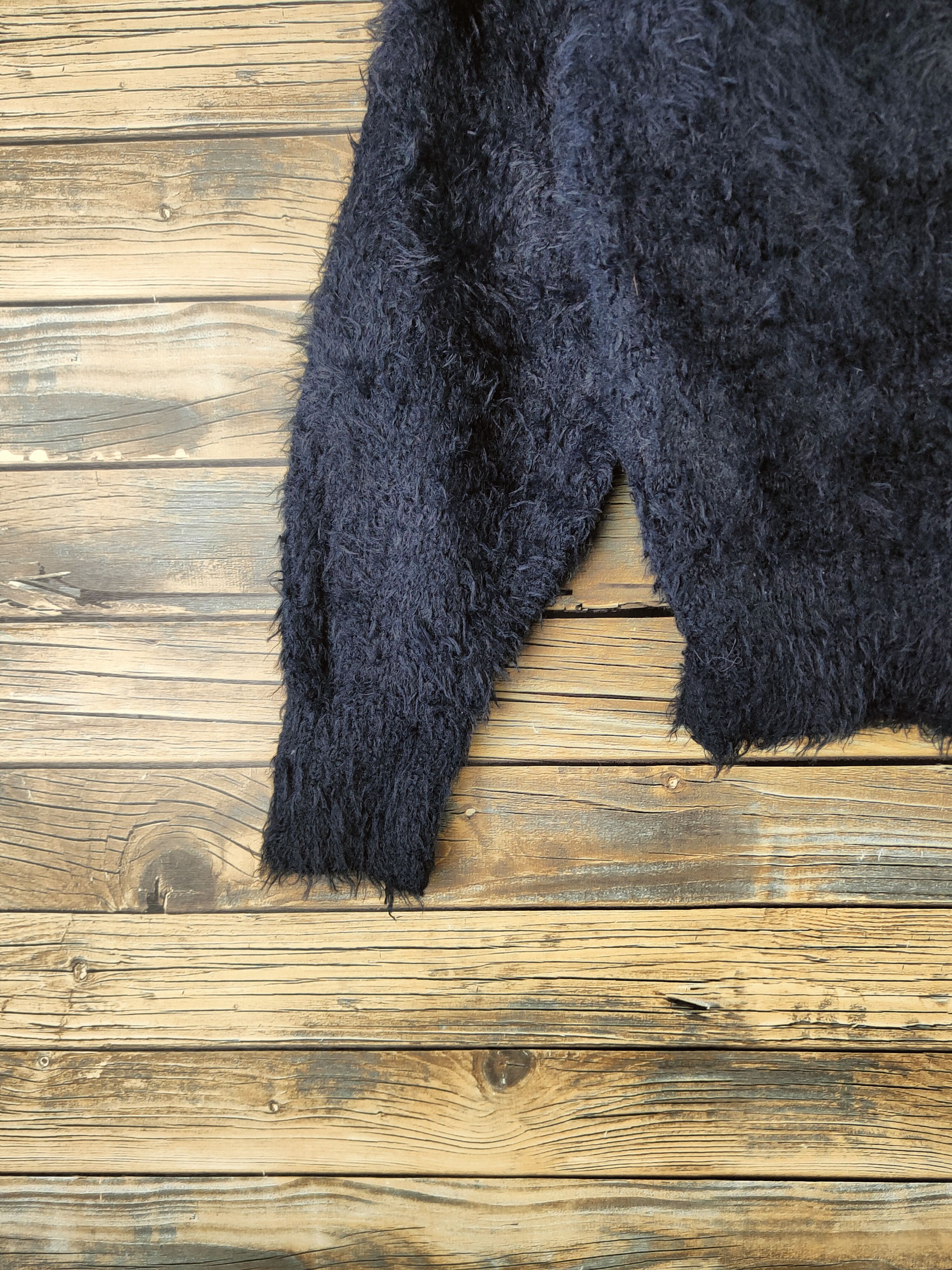GU DL GU Navy Fur Shaggy Mohair Knitwear #46-523 Size M / US 6-8 / IT 42-44 - 4 Thumbnail