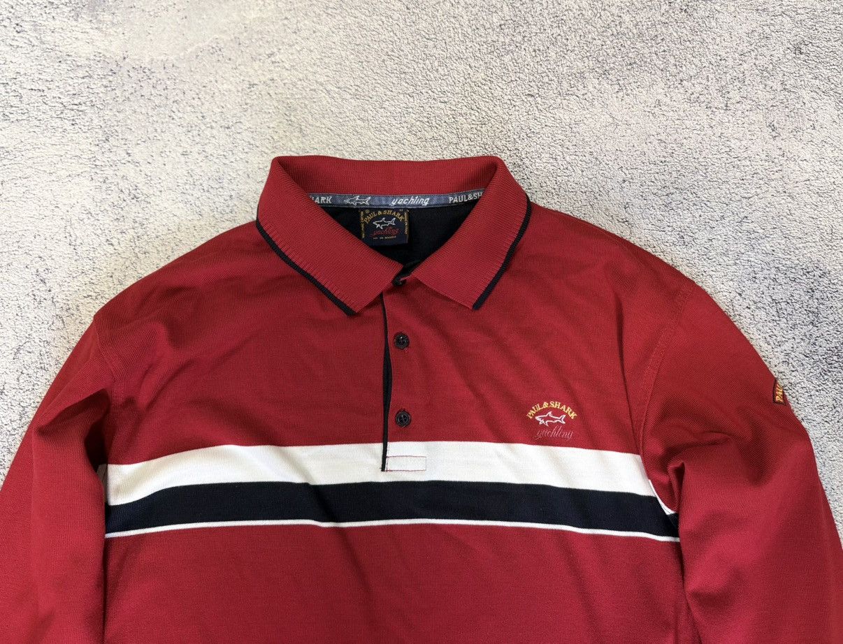 Paul & Shark Paul Shark Rugby Polo Shirt Red Striped Italy Long Sleeve M Size US M / EU 48-50 / 2 - 7 Thumbnail
