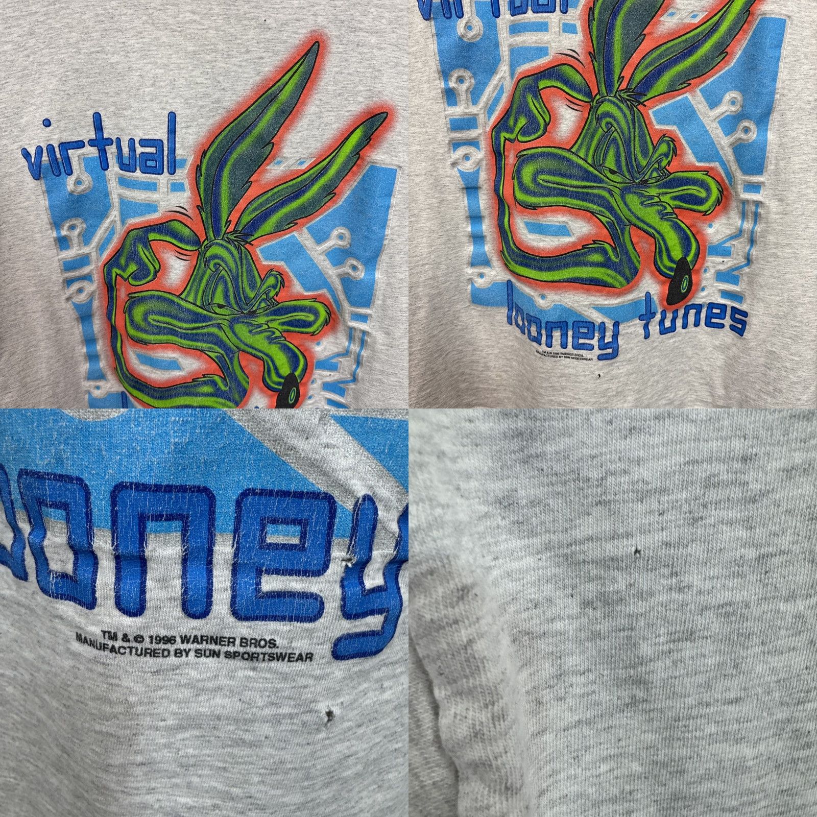 Vintage VINTAGE 1996 Looney Tunes Wile E Coyote Roadrunner L/S T Shirt XL Unisex Gray Graphic Tee Size US XL / EU 56 / 4 - 8 Thumbnail