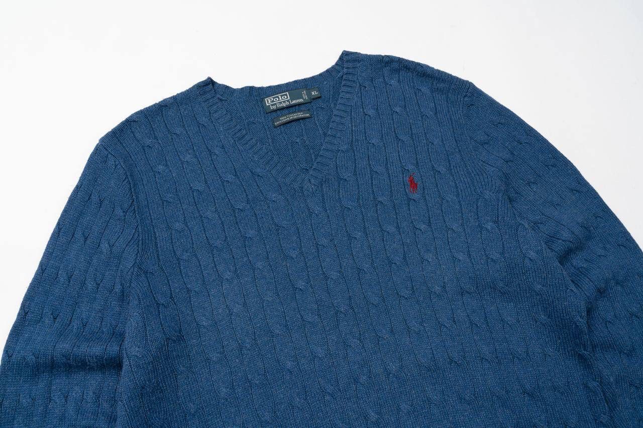 Polo Ralph Lauren 🔵 POLO RALPH LAUREN Vintage Tussah Silk Cable Knit Sweater Size US XL / EU 56 / 4 - 6 Thumbnail