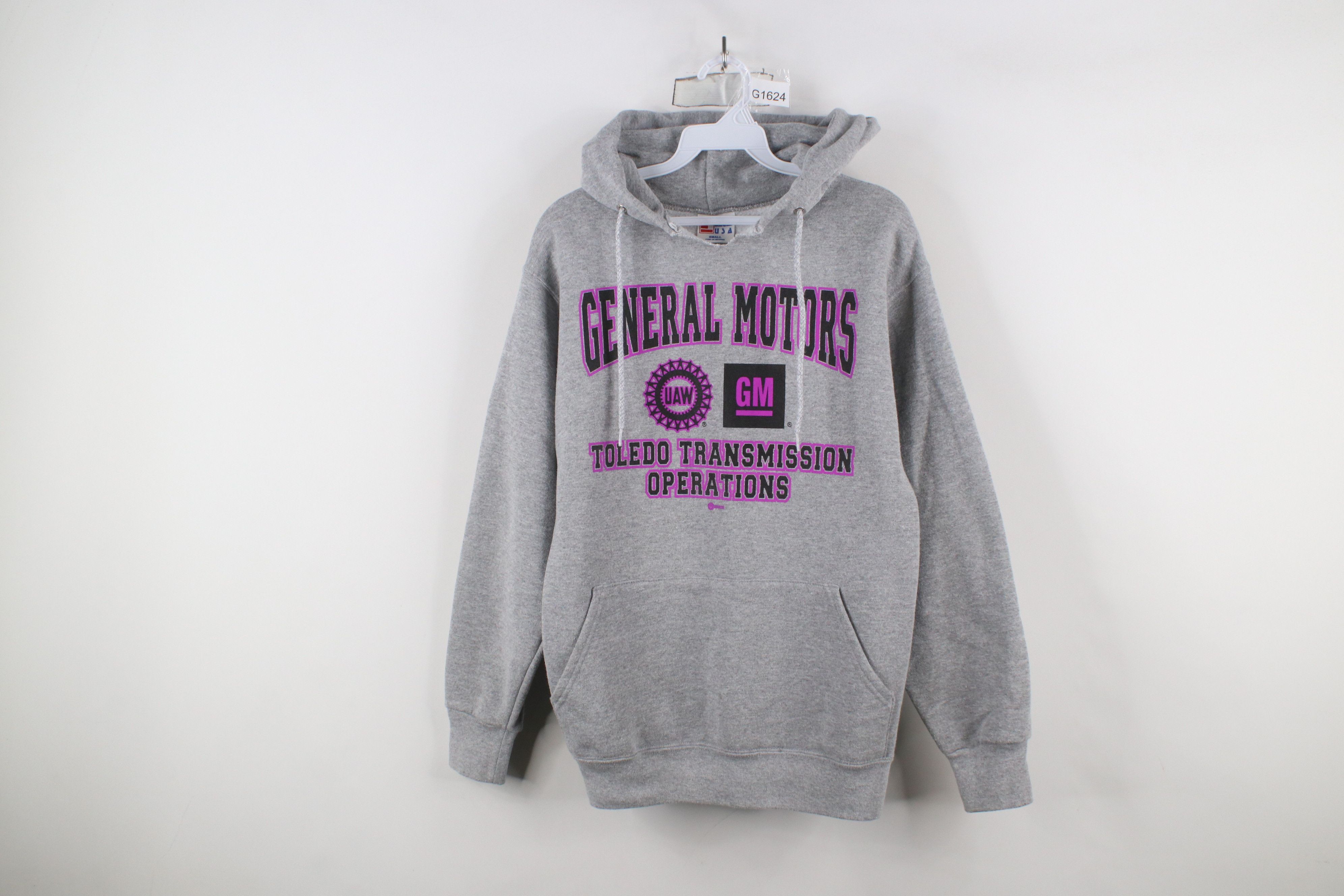 Vintage Vintage 90s General Motors UAW Hoodie Sweatshirt Gray USA Size US S / EU 44-46 / 1 - 1 Thumbnail