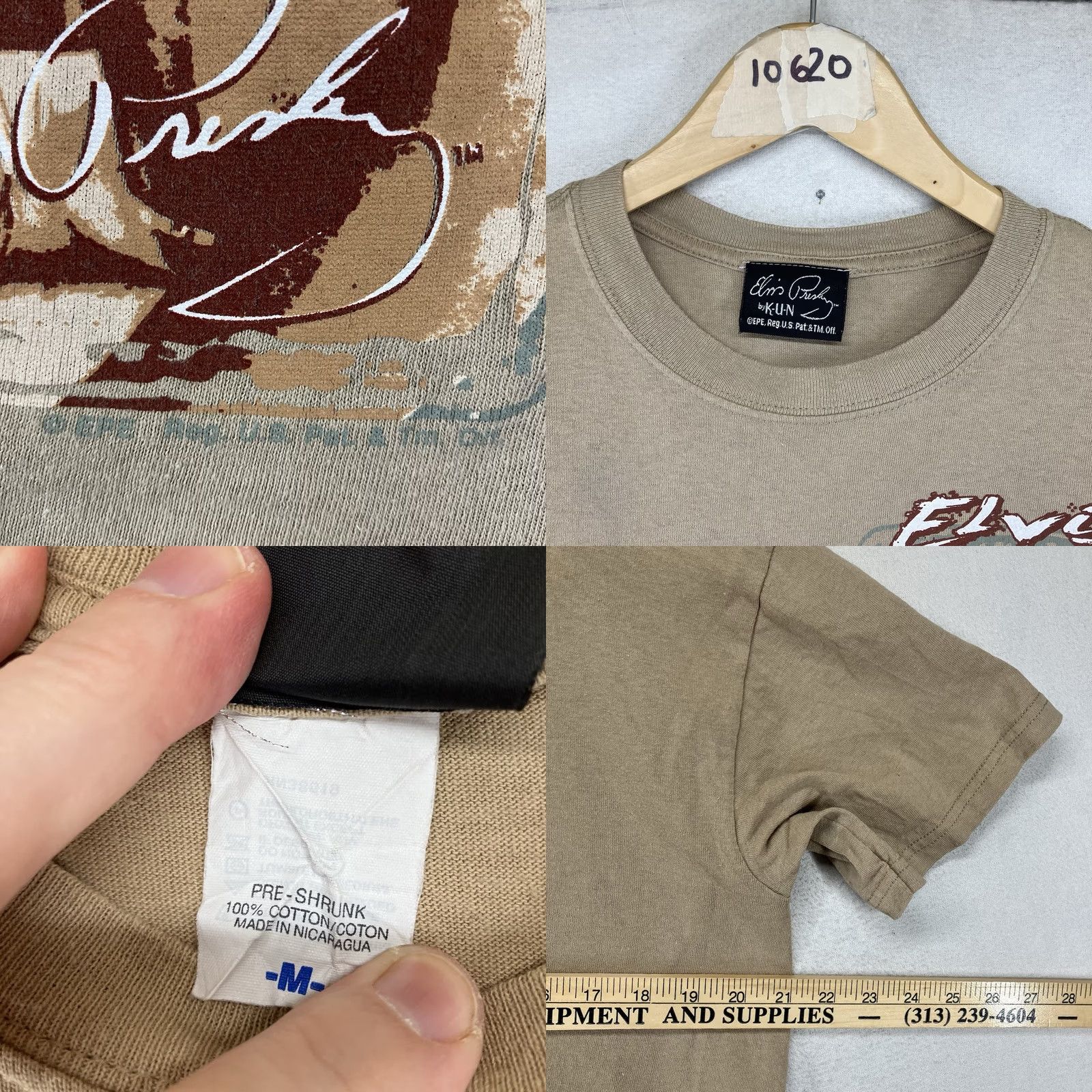 Vintage VINTAGE Elvis Presley Blue Hawaii T Shirt Mens Medium BOXY Fit Thick Cotton Logo Crew Neck Short Sleeve Beige 60s Hawaiian Retro The King Mens Size US M / EU 48-50 / 2 - 8 Thumbnail