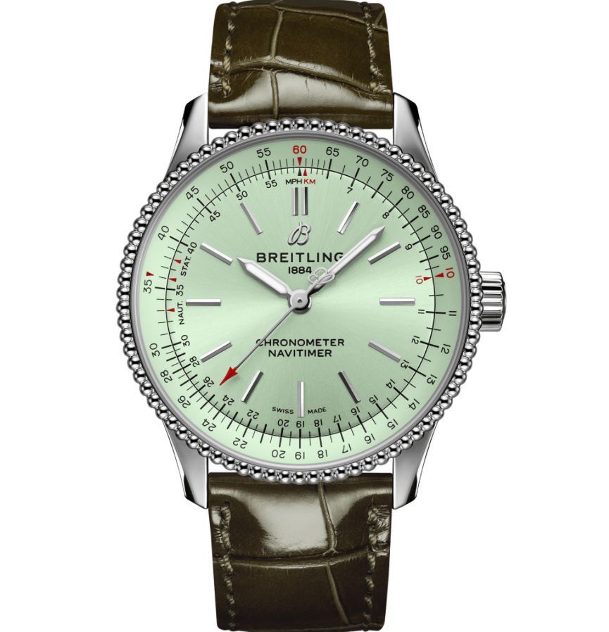 Breitling o1mt1gz0125 Size: OS / Navitimer 35 Watch in Green & Silver Size ONE SIZE - 1 Preview