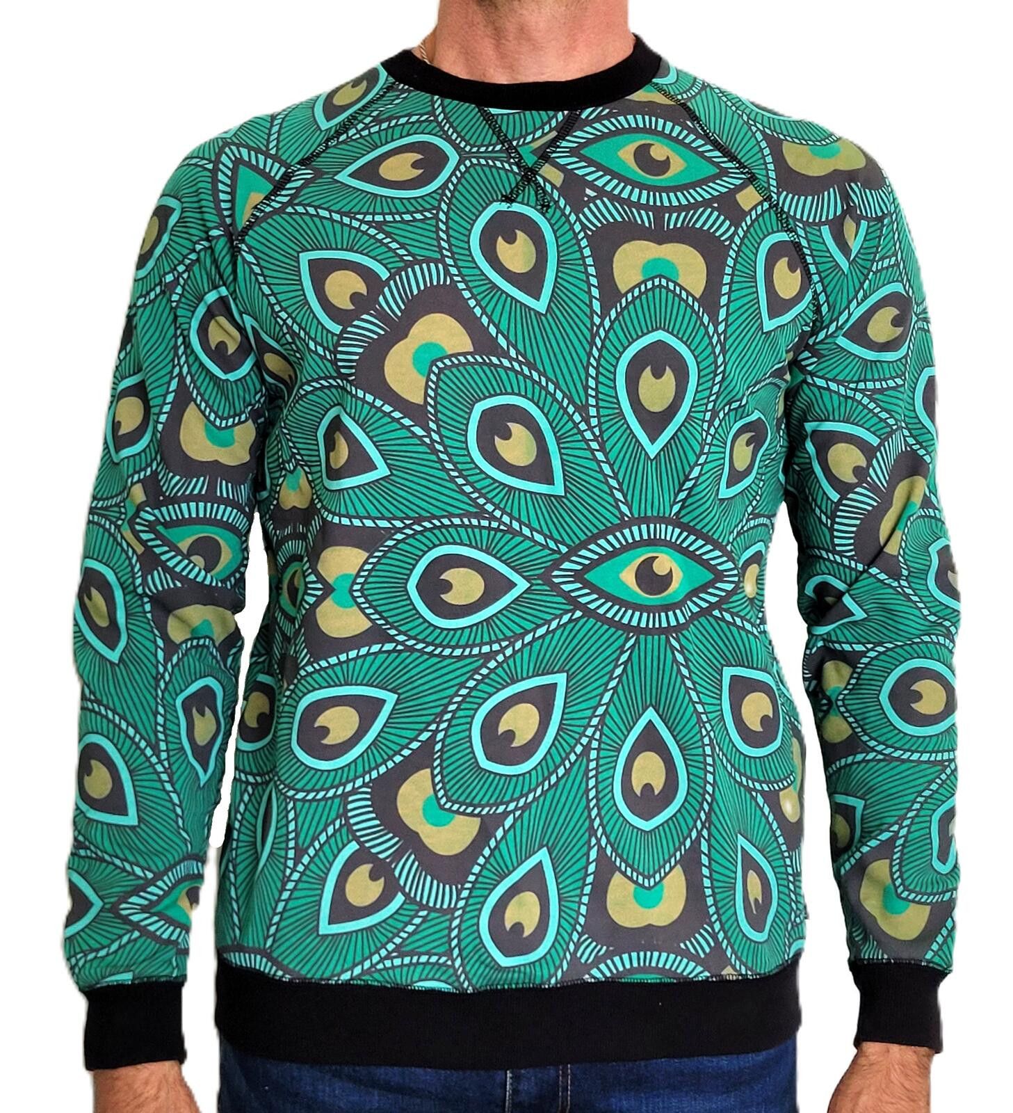 Other DETER Clothing Men’s XL Sweatshirt Green Peacock Print Size US XL / EU 56 / 4 - 1 Thumbnail