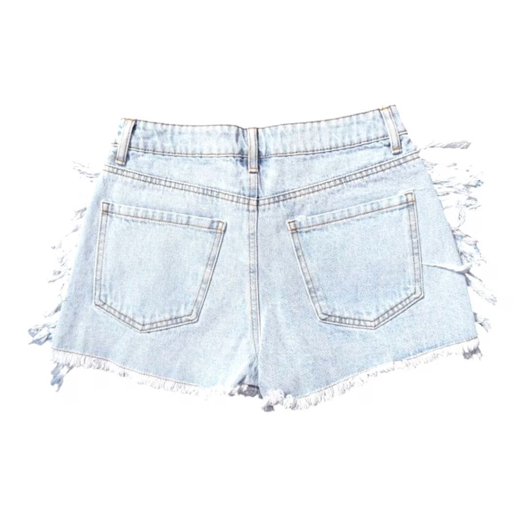 Forever 21 Forever 21 Coastal Cowgirl Festival Raw Hem Fringe Jeans Womens Size 27 Blue Denim Shorts Size 27" / US 4 / IT 40 - 2 Thumbnail