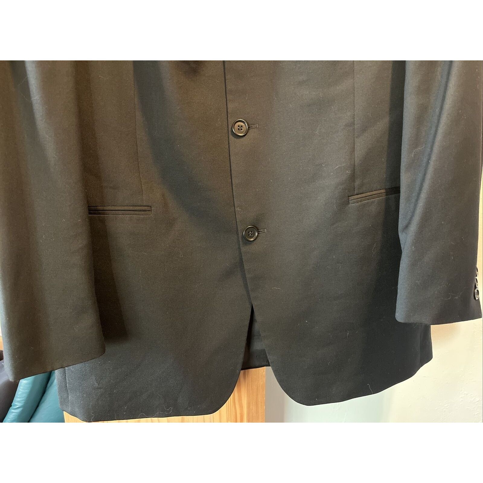 Hugo Boss Hugo Boss Einstein Men’s 42L 22x33 Blazer Black Button Wool Size 42L - 7 Thumbnail