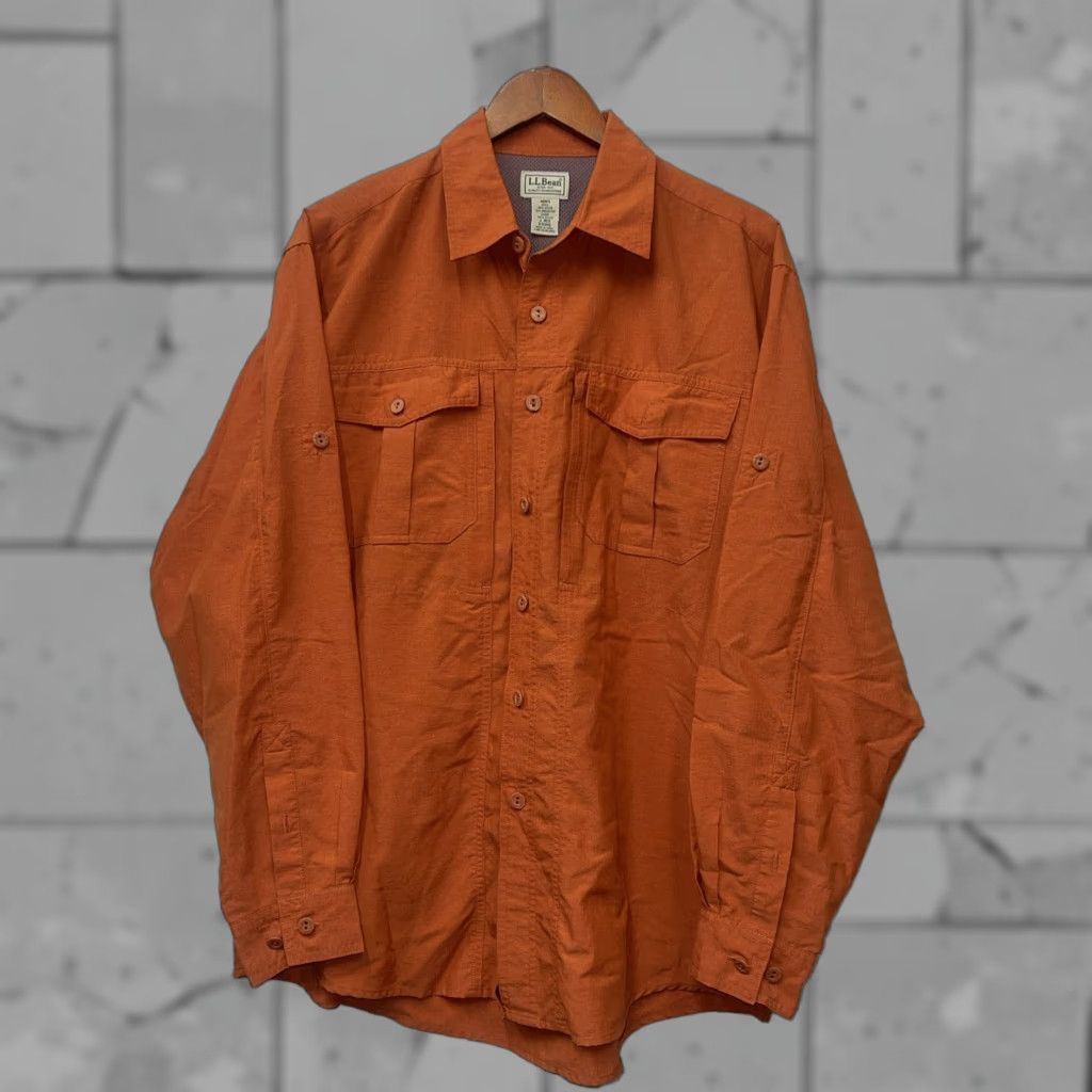 Vintage L.L. Bean Orange Button-Up Shirt Mens Size L Size US L / EU 52-54 / 3 - 1 Thumbnail