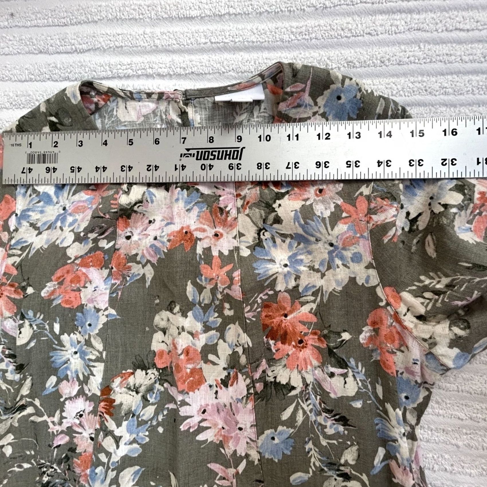 J. Jill J.Jill Love Linen Caraway Floral Dress Small Petite Green 3/4 Sleeve A-Line Womens) Size S / US 4 / IT 40 - 6 Thumbnail