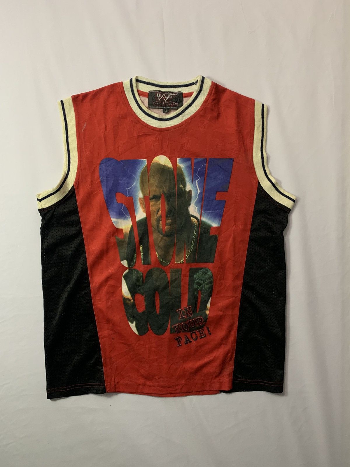 WWF Vintage 90s Stone Cold Mesh Jersey Size US M / EU 48-50 / 2 - 1 Thumbnail