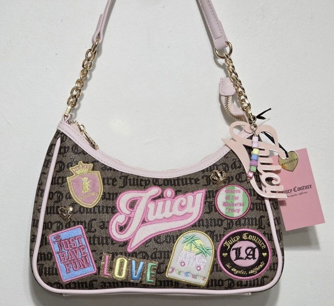 Juicy Couture Juicy Couture Run the World Shoulder Bag Taupe DK Brown Size ONE SIZE - 1 Thumbnail