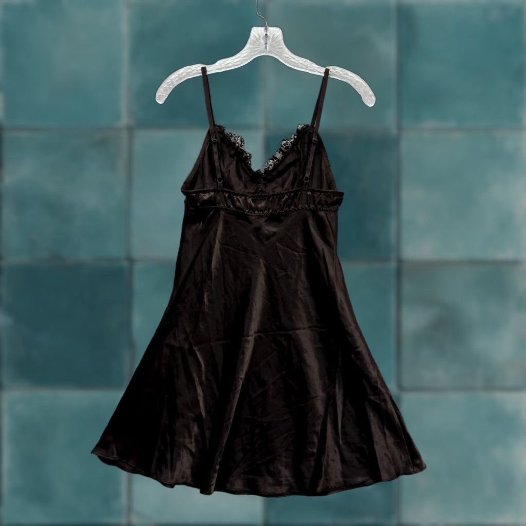 Vintage La Senza Y2K Vintage Slip Dress Satin Brown Victorian Edwardian Fairy Whimsigoth M Size M / US 6-8 / IT 42-44 - 1 Thumbnail