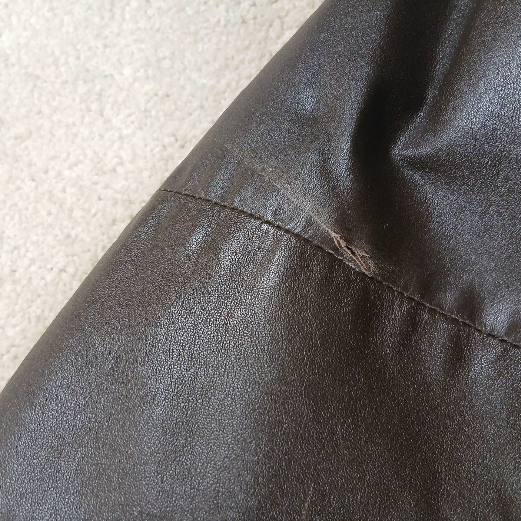 Vintage VINTAGE Montgomery Ward Leather Racer Jacket Mens 40 Brown Jacket Motorcycle 90s Classic Mens Brown Regular Leather Full Zip Band Collar Short Vintage Size US XXS / EU 40 - 7 Thumbnail