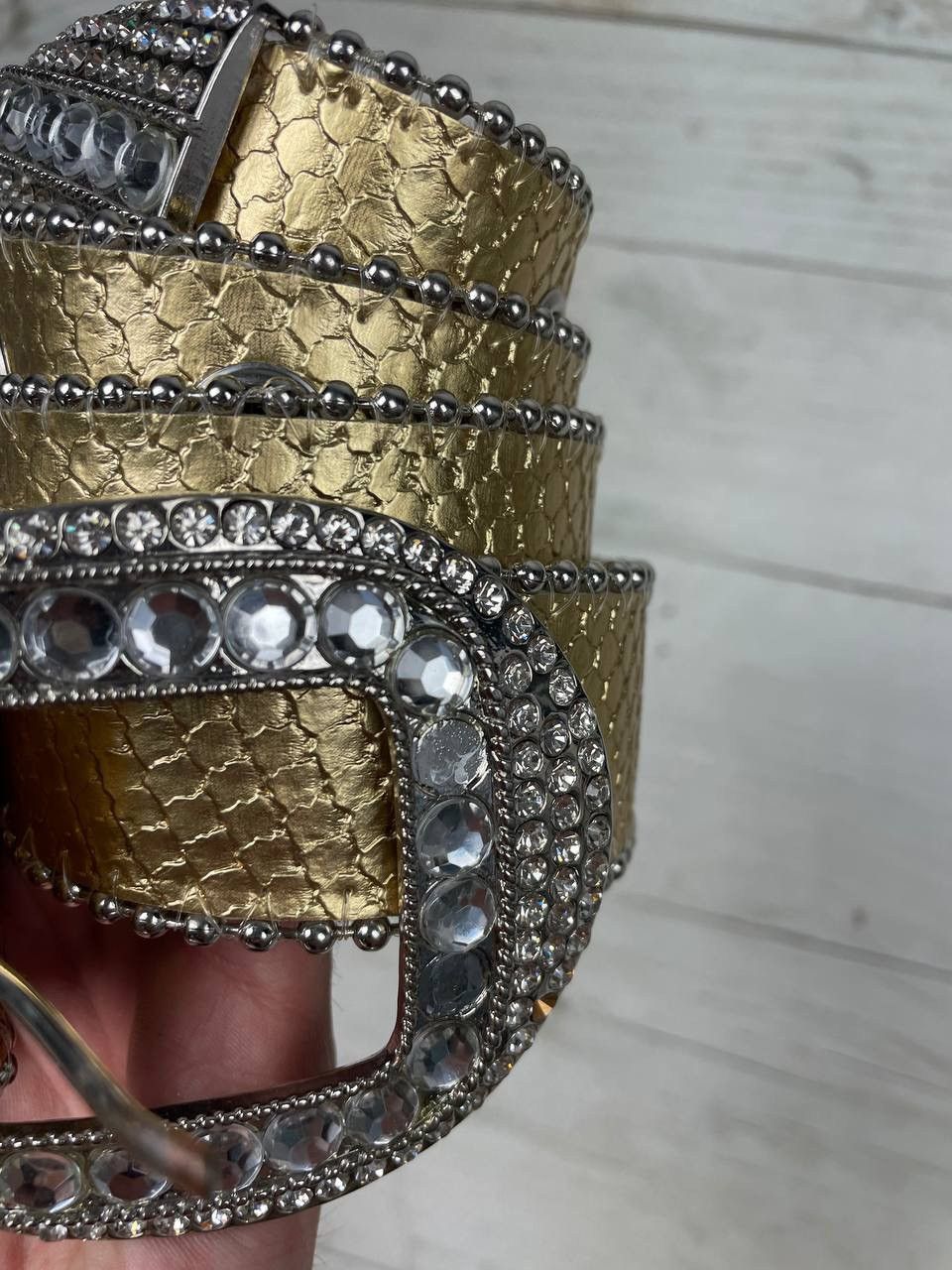 Other Vintage B B Simon Style Belt Leather Rhinestone Punk Y2K Size ONE SIZE - 5 Thumbnail