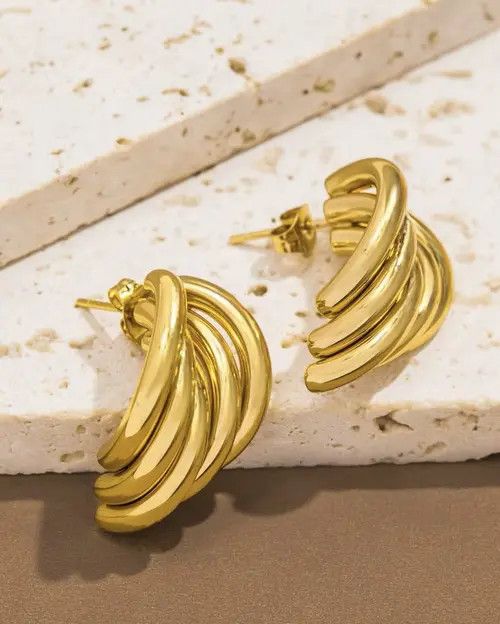 Designer Stainless Steel Irregular Geometry Vintage Earrings Size ONE SIZE - 3 Thumbnail