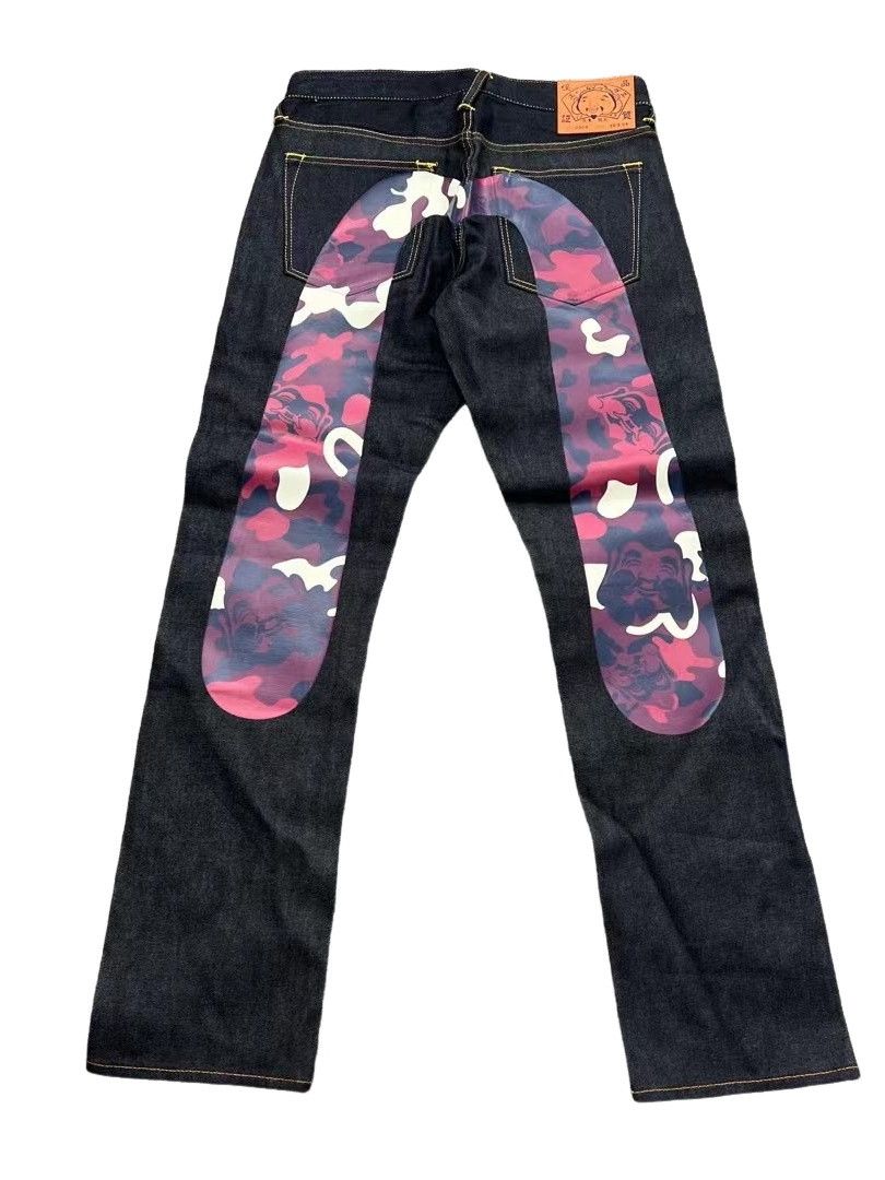 Evisu × Japanese Brand Evisu Big Logo Dark Blue Denim Jeans Size